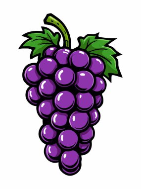 Yeşil yapraklı mor üzümlerin tasviri