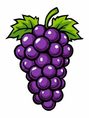 Yeşil yapraklı mor üzümlerin tasviri