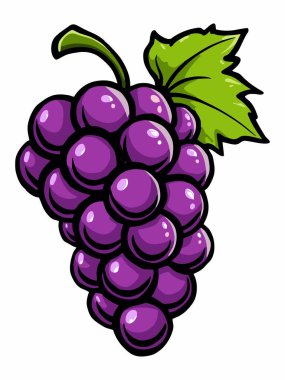 Yeşil yapraklı mor üzümlerin tasviri