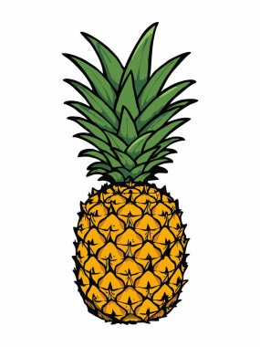 Yeşil taçlı bir ananas tasviri