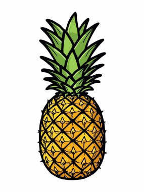 Yeşil taçlı bir ananas tasviri