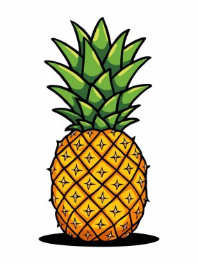 Yeşil taçlı bir ananas tasviri