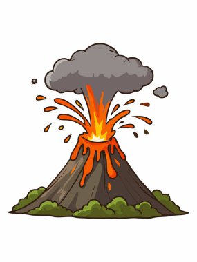 bir volkanik patlama çizimi