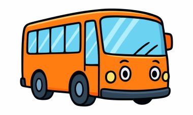 Bir toplu taşıma otobüsünün karikatür çizimi