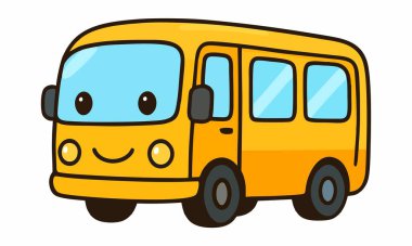 Bir toplu taşıma otobüsünün karikatür çizimi