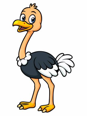 Sıradan bir devekuşunun karikatür çizimi (Struth io camelus)