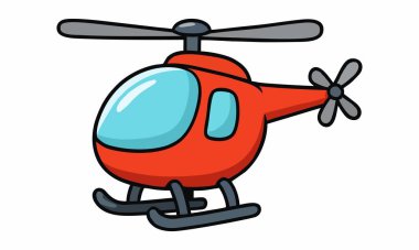 sevimli çizgi helikopter illüstrasyon