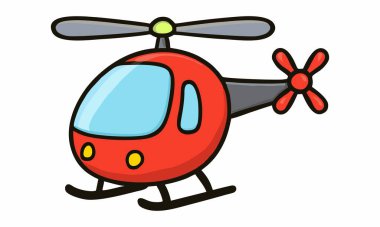 sevimli çizgi helikopter illüstrasyon