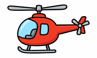 sevimli çizgi helikopter illüstrasyon