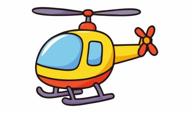 sevimli çizgi helikopter illüstrasyon