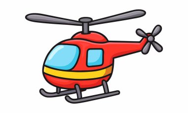 sevimli çizgi helikopter illüstrasyon