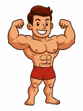 Bir vücut geliştirmeci Karikatür illüstrasyon