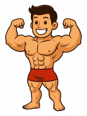 Bir vücut geliştirmeci Karikatür illüstrasyon