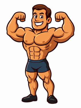 Bir vücut geliştirmeci Karikatür illüstrasyon