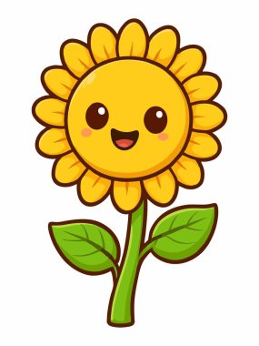 Şirin gülümseyen ayçiçeği çizimi