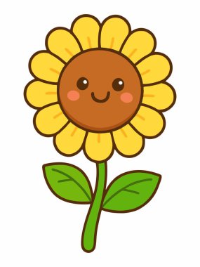 Şirin gülümseyen ayçiçeği çizimi