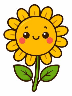 Şirin gülümseyen ayçiçeği çizimi