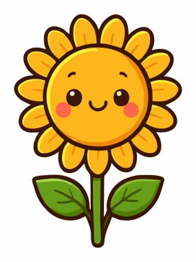 Şirin gülümseyen ayçiçeği çizimi