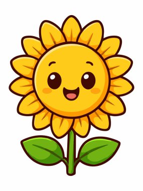 Şirin gülümseyen ayçiçeği çizimi