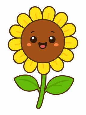 Şirin gülümseyen ayçiçeği çizimi