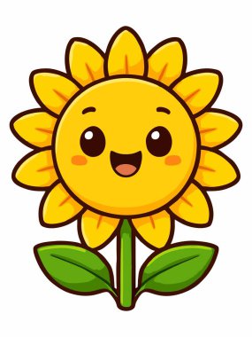 Şirin gülümseyen ayçiçeği çizimi