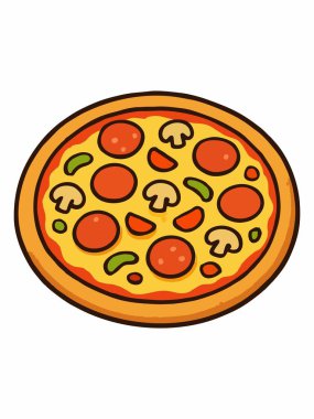 Biberli pizzanın karikatür çizimi