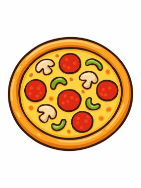 Biberli pizzanın karikatür çizimi