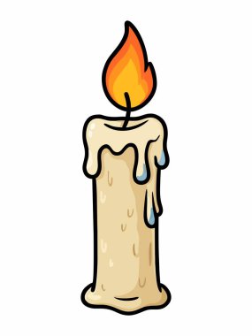 Yanan bir mumun çizgi film çizimi