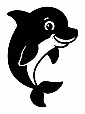 Bir yunusun karikatür çizimi