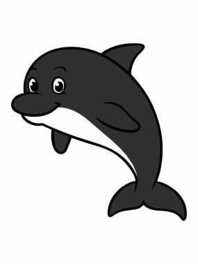 Bir yunusun karikatür çizimi