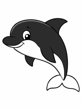 Bir yunusun karikatür çizimi