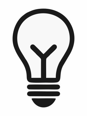 Ampul ikonu, fikirler, yenilik ve aydınlatma için ortak bir sembol..
