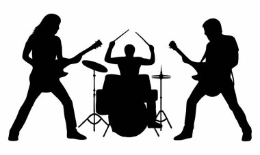 Sahnede bir rock grubunun silueti