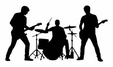 Sahnede bir rock grubunun silueti