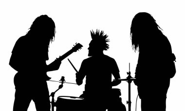 Sahnede bir rock grubunun silueti