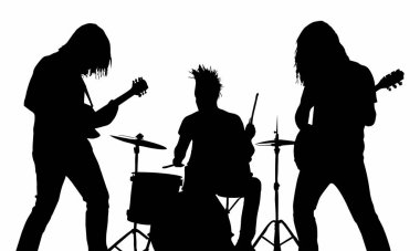 Sahnede bir rock grubunun silueti
