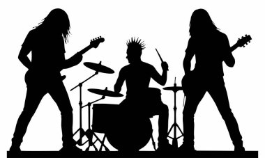 Sahnede bir rock grubunun silueti