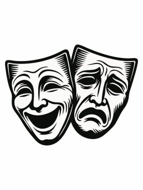 Klasik komedi ve trajedi tiyatro maskeleri.