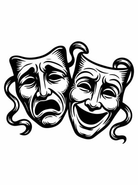 Klasik komedi ve trajedi tiyatro maskeleri.