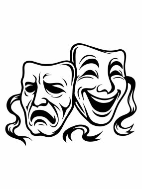 Klasik komedi ve trajedi tiyatro maskeleri.