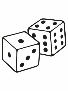 Beyaz arkaplanda iki zarın vektör illüstrasyonu