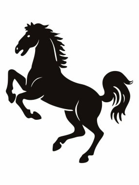 Ayakta duran bir atın siyah beyaz çizimi