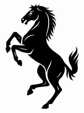 Ayakta duran bir atın siyah beyaz çizimi