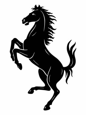 Ayakta duran bir atın siyah beyaz çizimi