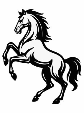 Ayakta duran bir atın siyah beyaz çizimi