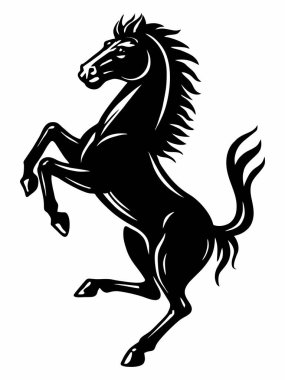 Ayakta duran bir atın siyah beyaz çizimi