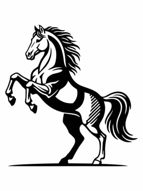 Ayakta duran bir atın siyah beyaz çizimi