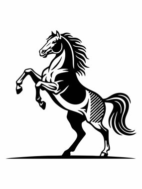 Ayakta duran bir atın siyah beyaz çizimi