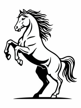 Ayakta duran bir atın siyah beyaz çizimi