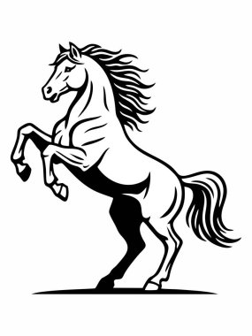 Ayakta duran bir atın siyah beyaz çizimi